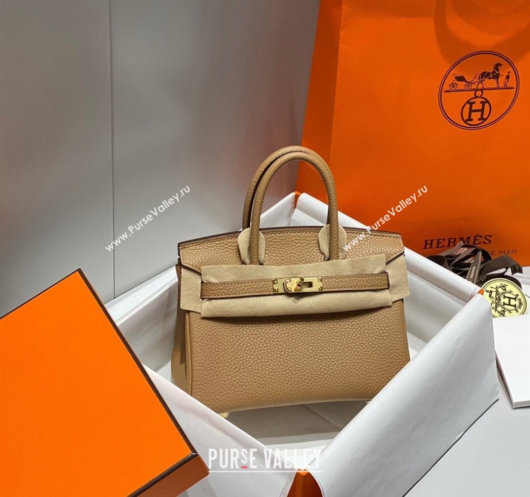 Hermes Mini Birkin 20cm bag with Shoulder Strap in Togo Leather Milky Tea Beige 2024 (FLB-240925030)