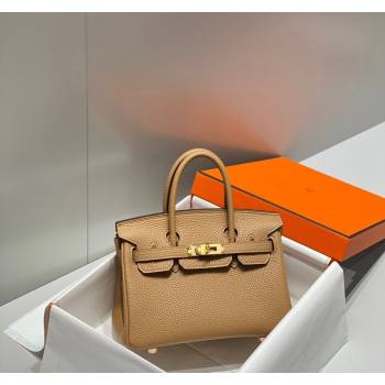 Hermes Mini Birkin 20cm bag with Shoulder Strap in Togo Leather Milky Tea Beige 2024 (FLB-240925030)