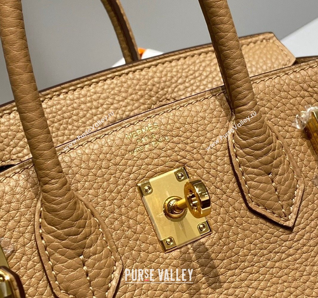 Hermes Mini Birkin 20cm bag with Shoulder Strap in Togo Leather Milky Tea Beige 2024 (FLB-240925030)