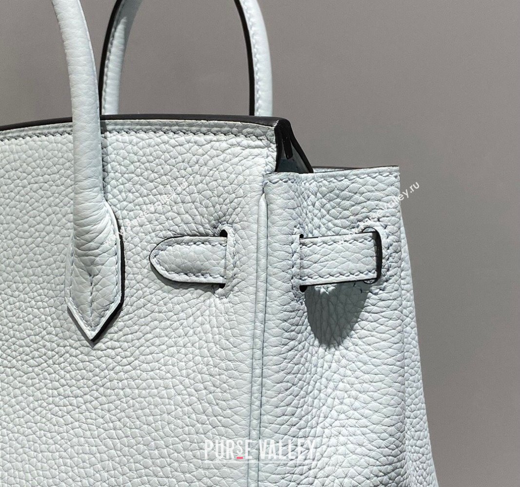 Hermes Mini Birkin 20cm bag with Shoulder Strap in Togo Leather Pale Grail Blue/Gold 2024 (FLB-240925031)