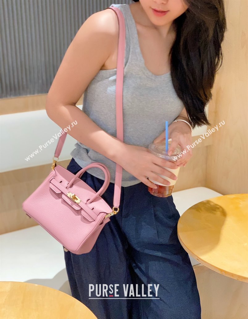 Hermes Mini Birkin 20cm bag with Shoulder Strap in Togo Leather Milkshake Pink 2024 (FLB-240925032)