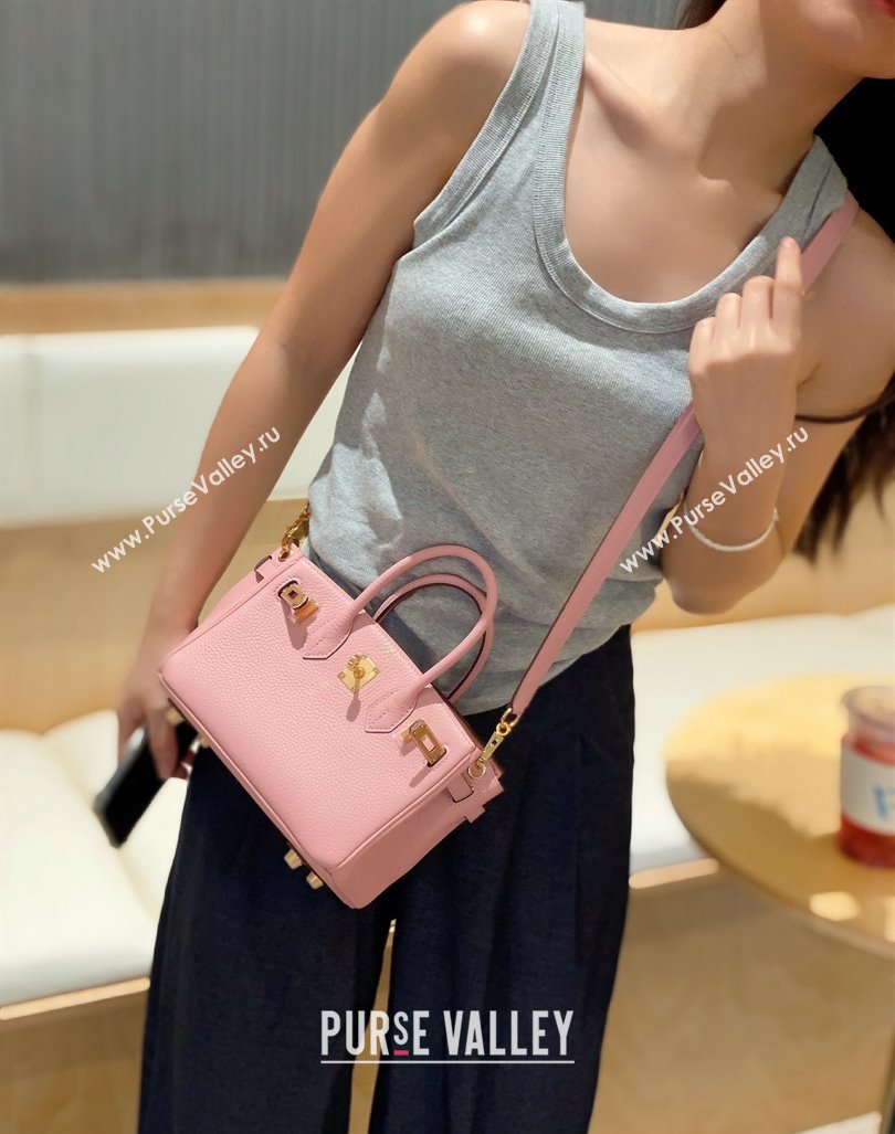 Hermes Mini Birkin 20cm bag with Shoulder Strap in Togo Leather Milkshake Pink 2024 (FLB-240925032)