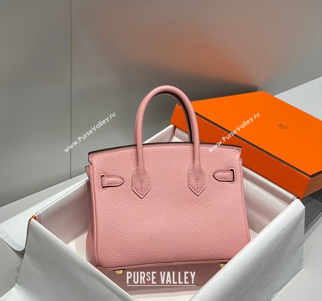 Hermes Mini Birkin 20cm bag with Shoulder Strap in Togo Leather Milkshake Pink 2024 (FLB-240925032)