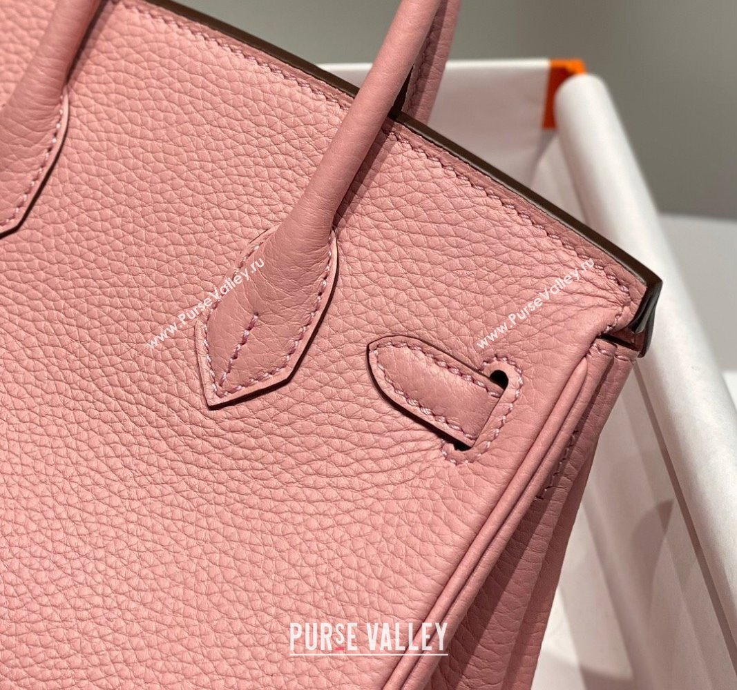 Hermes Mini Birkin 20cm bag with Shoulder Strap in Togo Leather Milkshake Pink 2024 (FLB-240925032)