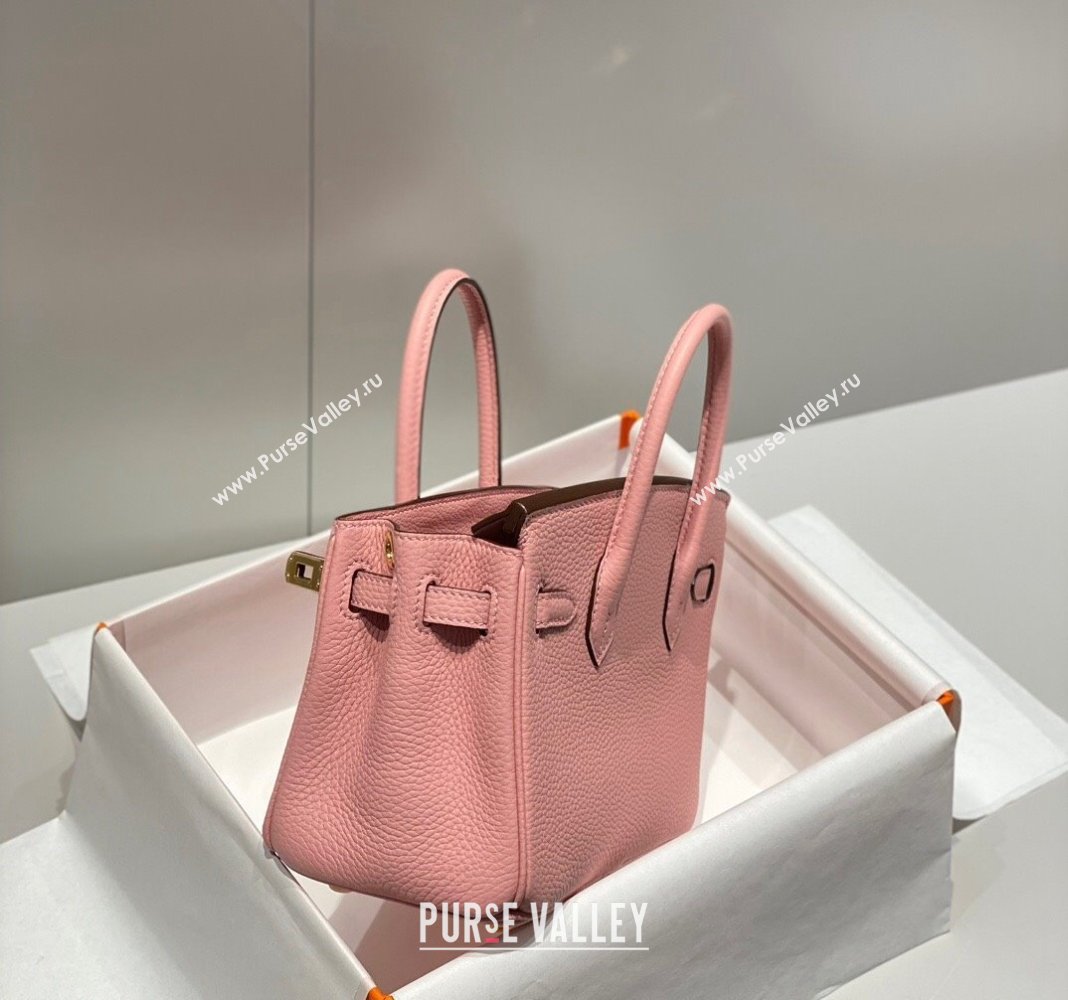 Hermes Mini Birkin 20cm bag with Shoulder Strap in Togo Leather Milkshake Pink 2024 (FLB-240925032)