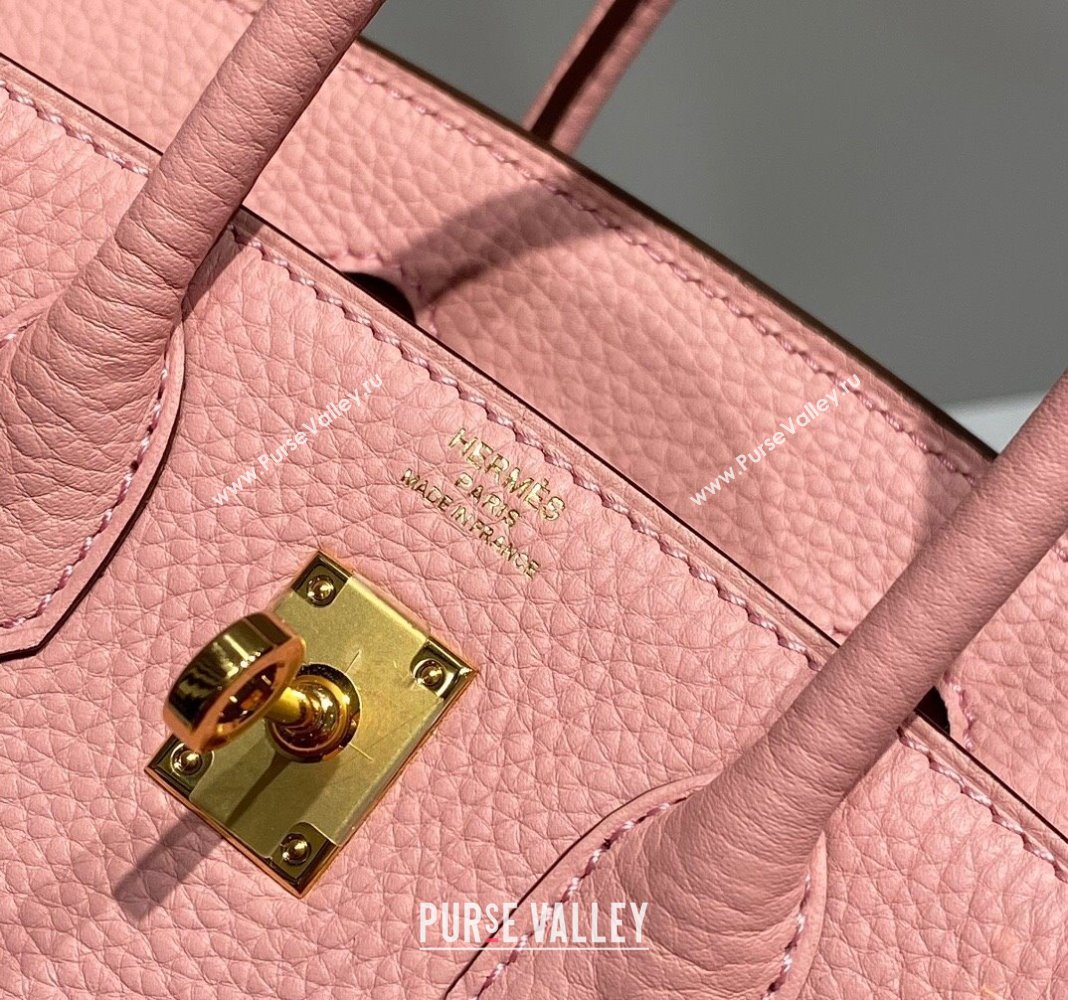 Hermes Mini Birkin 20cm bag with Shoulder Strap in Togo Leather Milkshake Pink 2024 (FLB-240925032)