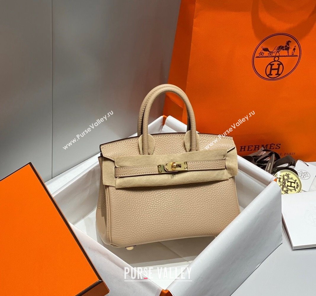 Hermes Mini Birkin 20cm bag with Shoulder Strap in Togo Leather Coat Grey 2024 (FLB-240925034)