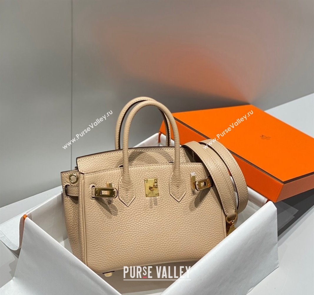 Hermes Mini Birkin 20cm bag with Shoulder Strap in Togo Leather Coat Grey 2024 (FLB-240925034)