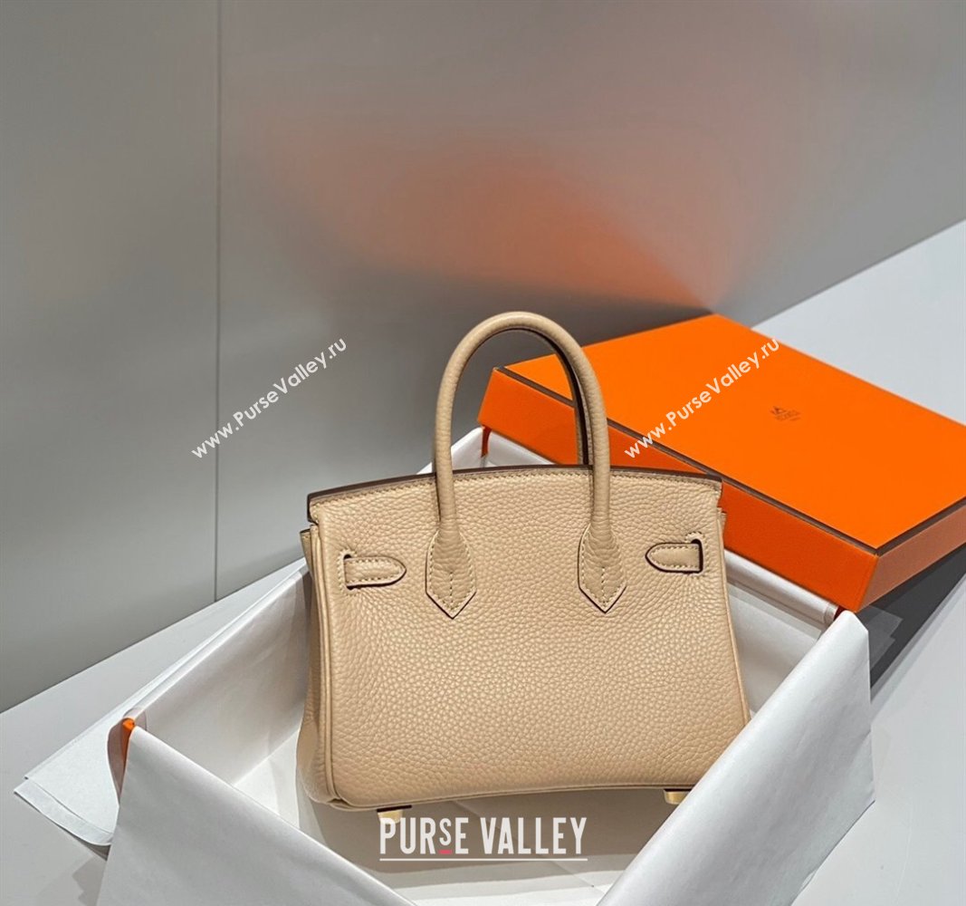 Hermes Mini Birkin 20cm bag with Shoulder Strap in Togo Leather Coat Grey 2024 (FLB-240925034)