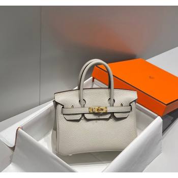 Hermes Mini Birkin 20cm bag with Shoulder Strap in Togo Leather Pearl Grey 2024 (FLB-240925035)