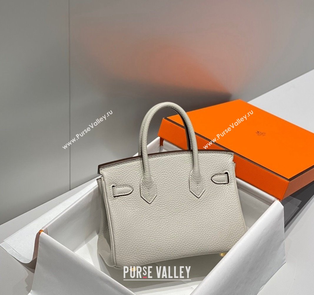 Hermes Mini Birkin 20cm bag with Shoulder Strap in Togo Leather Pearl Grey 2024 (FLB-240925035)