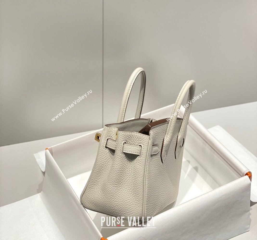 Hermes Mini Birkin 20cm bag with Shoulder Strap in Togo Leather Pearl Grey 2024 (FLB-240925035)