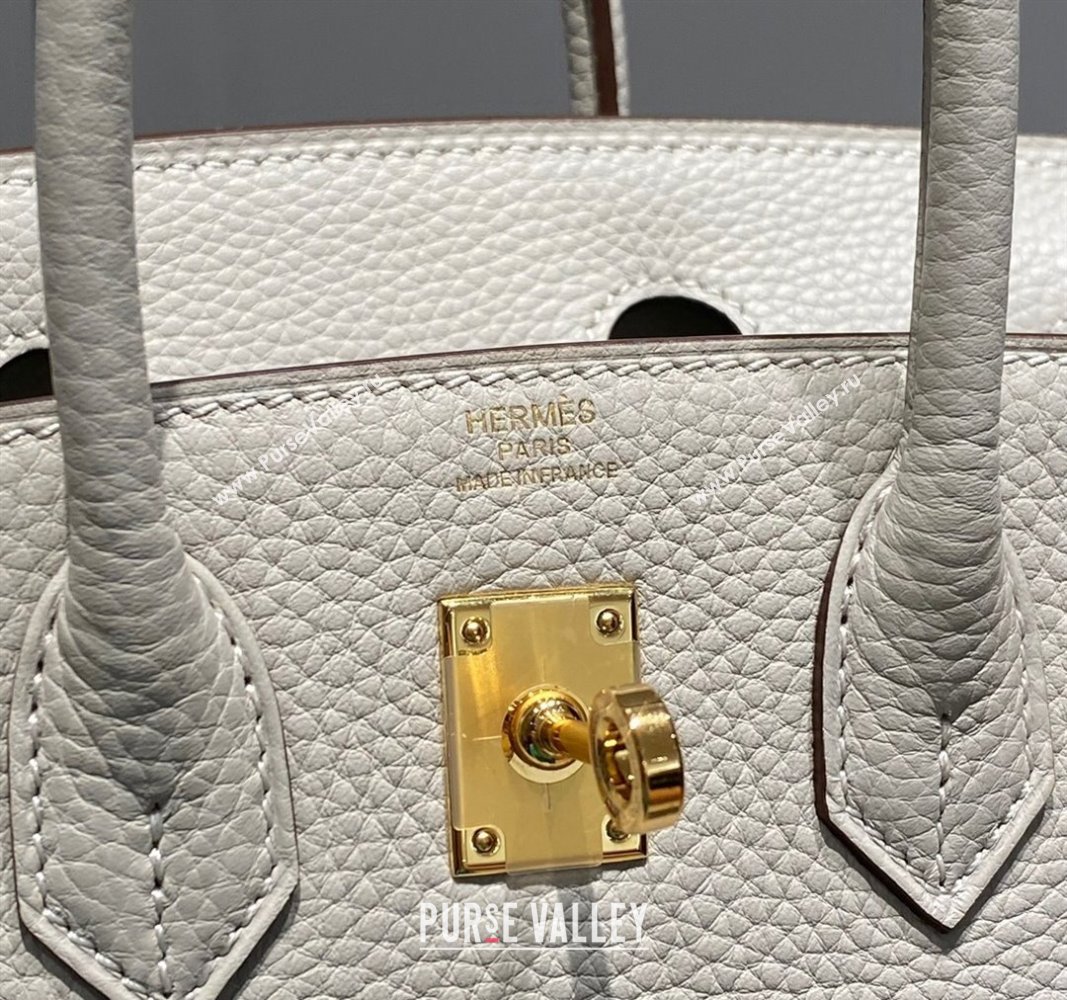 Hermes Mini Birkin 20cm bag with Shoulder Strap in Togo Leather Pearl Grey 2024 (FLB-240925035)