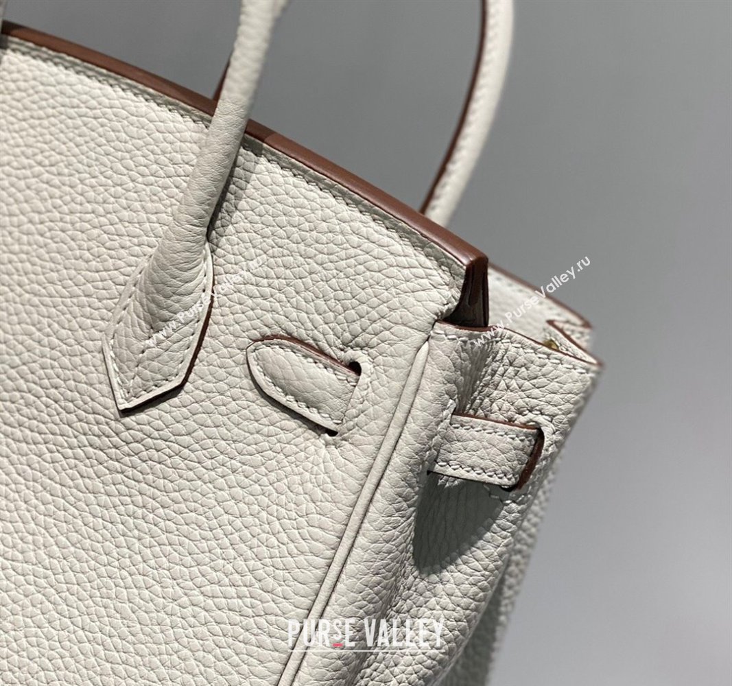 Hermes Mini Birkin 20cm bag with Shoulder Strap in Togo Leather Pearl Grey 2024 (FLB-240925035)