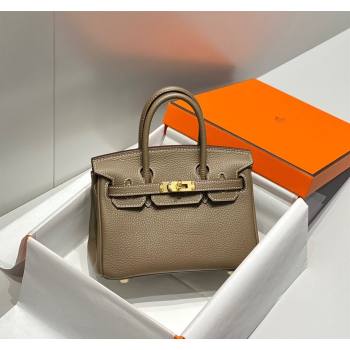 Hermes Mini Birkin 20cm bag with Shoulder Strap in Togo Leather Elephant Grey 2024 (FLB-240925036)