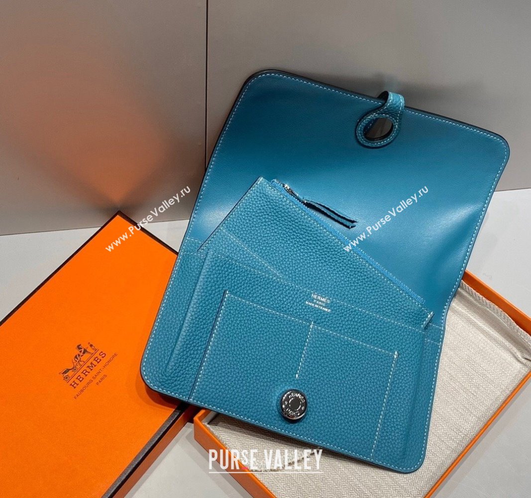 Hermes R.M.S Togo Supple Leather Passport Holder Denim Blue 2024 H092402 (FLB-240924075)