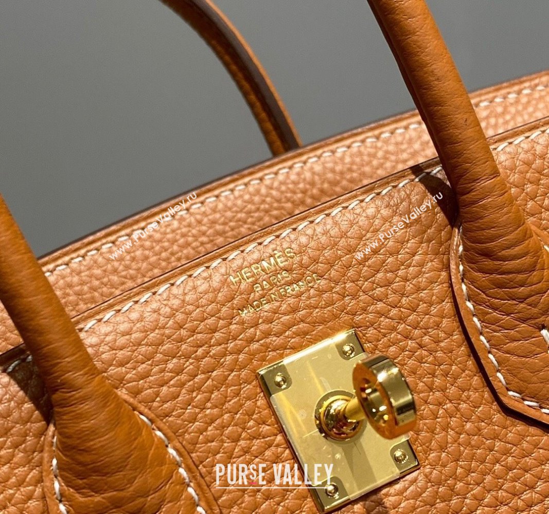 Hermes Mini Birkin 20cm bag with Shoulder Strap in Togo Leather Brown 2024 (FLB-240925037)