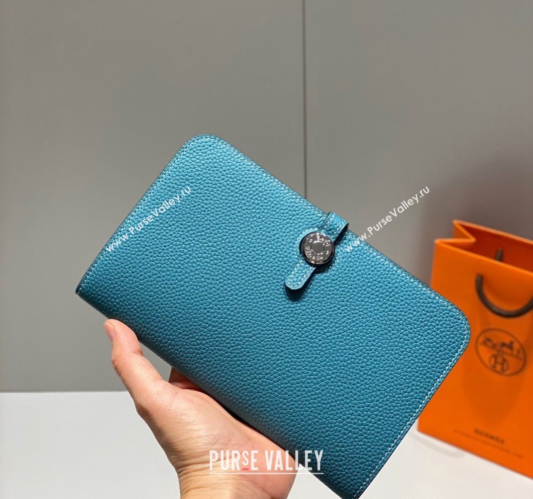 Hermes R.M.S Togo Supple Leather Passport Holder Denim Blue 2024 H092402 (FLB-240924075)