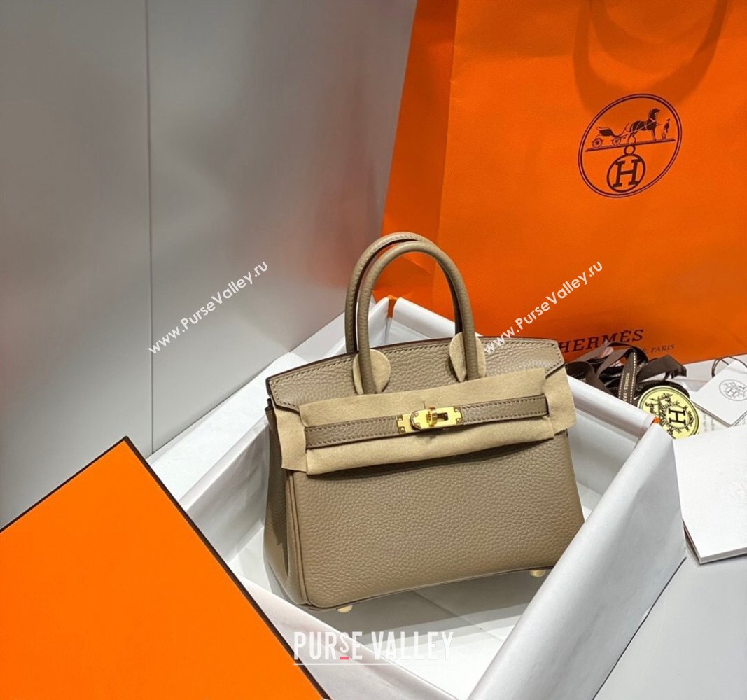 Hermes Mini Birkin 20cm bag with Shoulder Strap in Togo Leather Dove Grey 2024 (FLB-240925038)