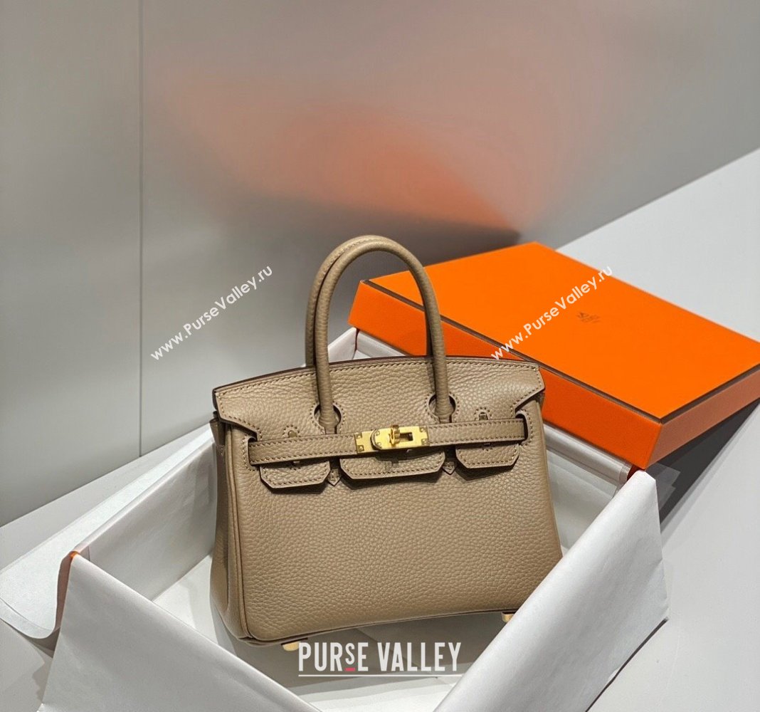 Hermes Mini Birkin 20cm bag with Shoulder Strap in Togo Leather Dove Grey 2024 (FLB-240925038)