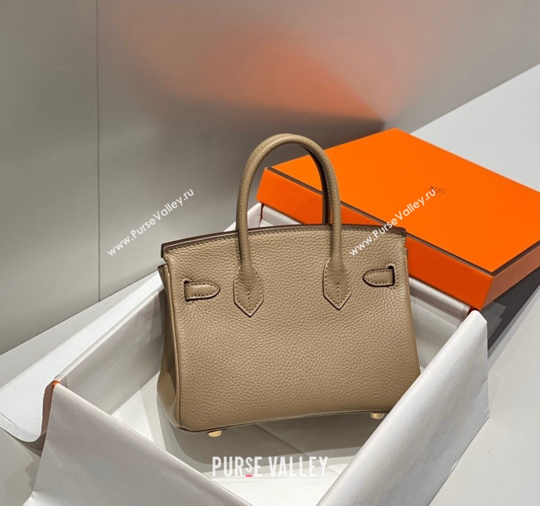 Hermes Mini Birkin 20cm bag with Shoulder Strap in Togo Leather Dove Grey 2024 (FLB-240925038)