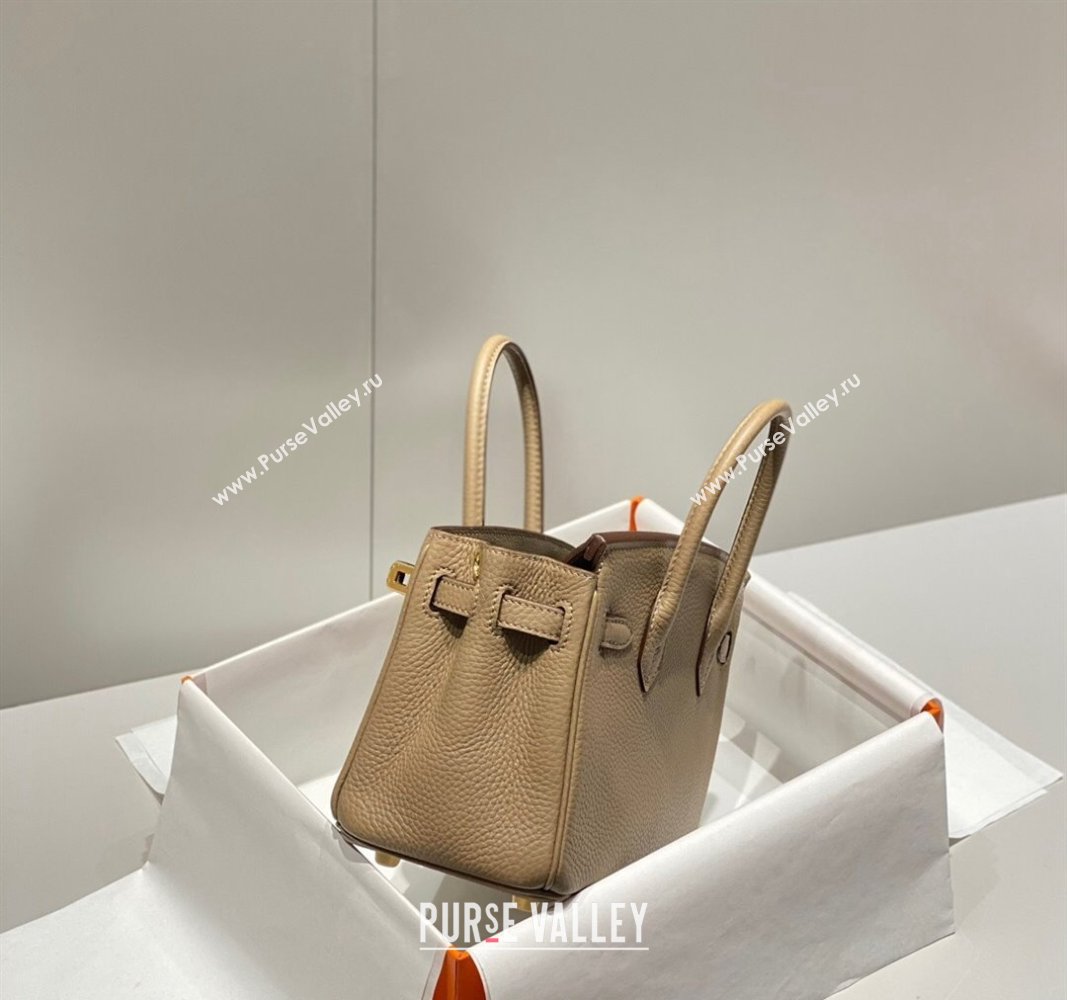 Hermes Mini Birkin 20cm bag with Shoulder Strap in Togo Leather Dove Grey 2024 (FLB-240925038)