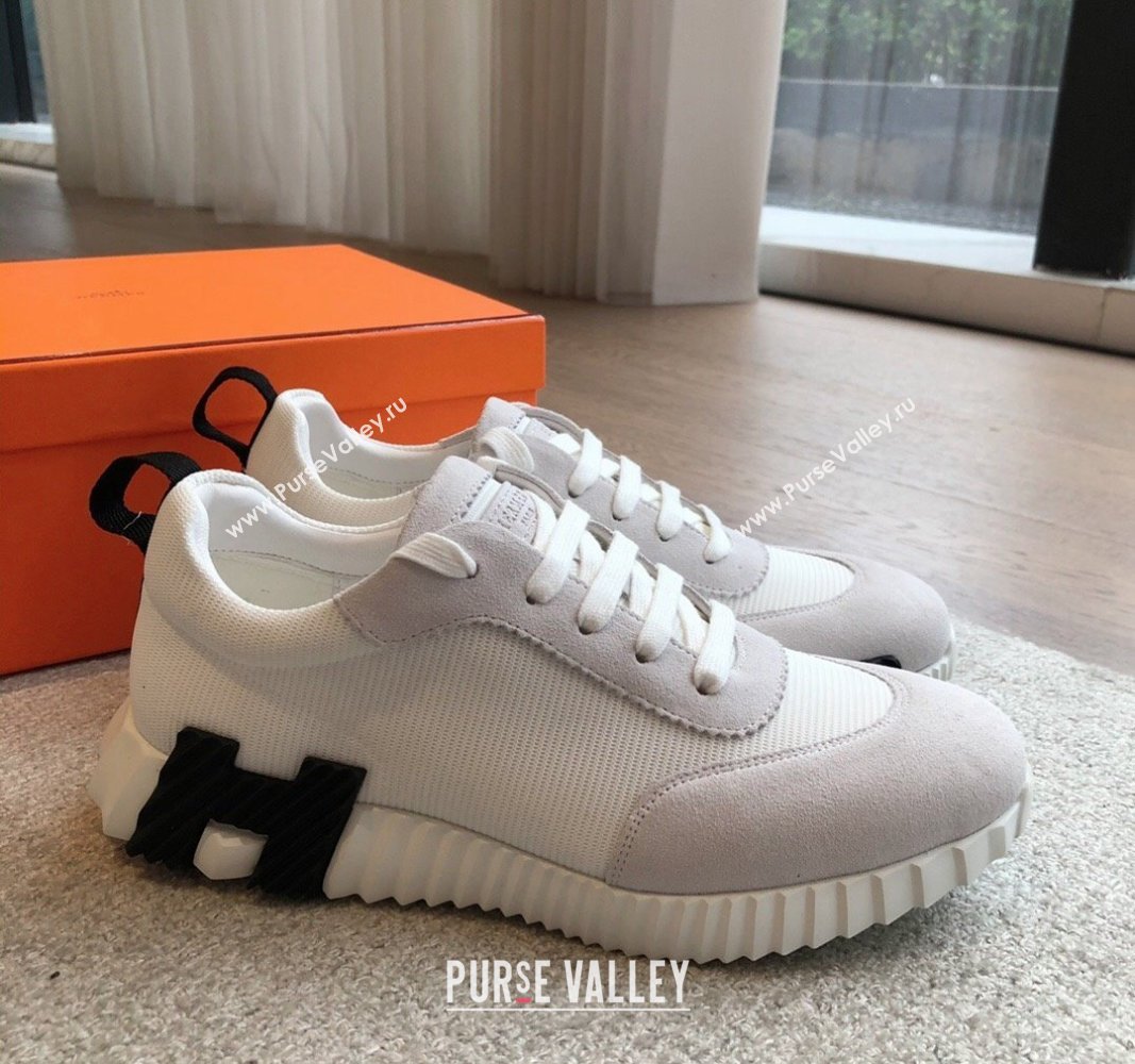 Hermes Bouncing Sneakers in Technical Mesh and Suede White/Pale Grey 2024 1008 (XC-241008076)