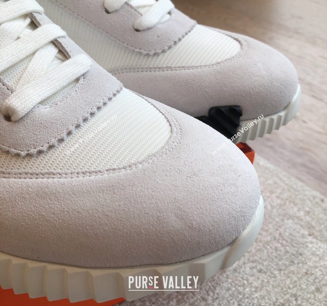 Hermes Bouncing Sneakers in Technical Mesh and Suede White/Pale Grey 2024 1008 (XC-241008076)