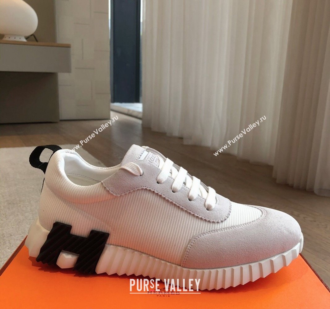 Hermes Bouncing Sneakers in Technical Mesh and Suede White/Pale Grey 2024 1008 (XC-241008076)