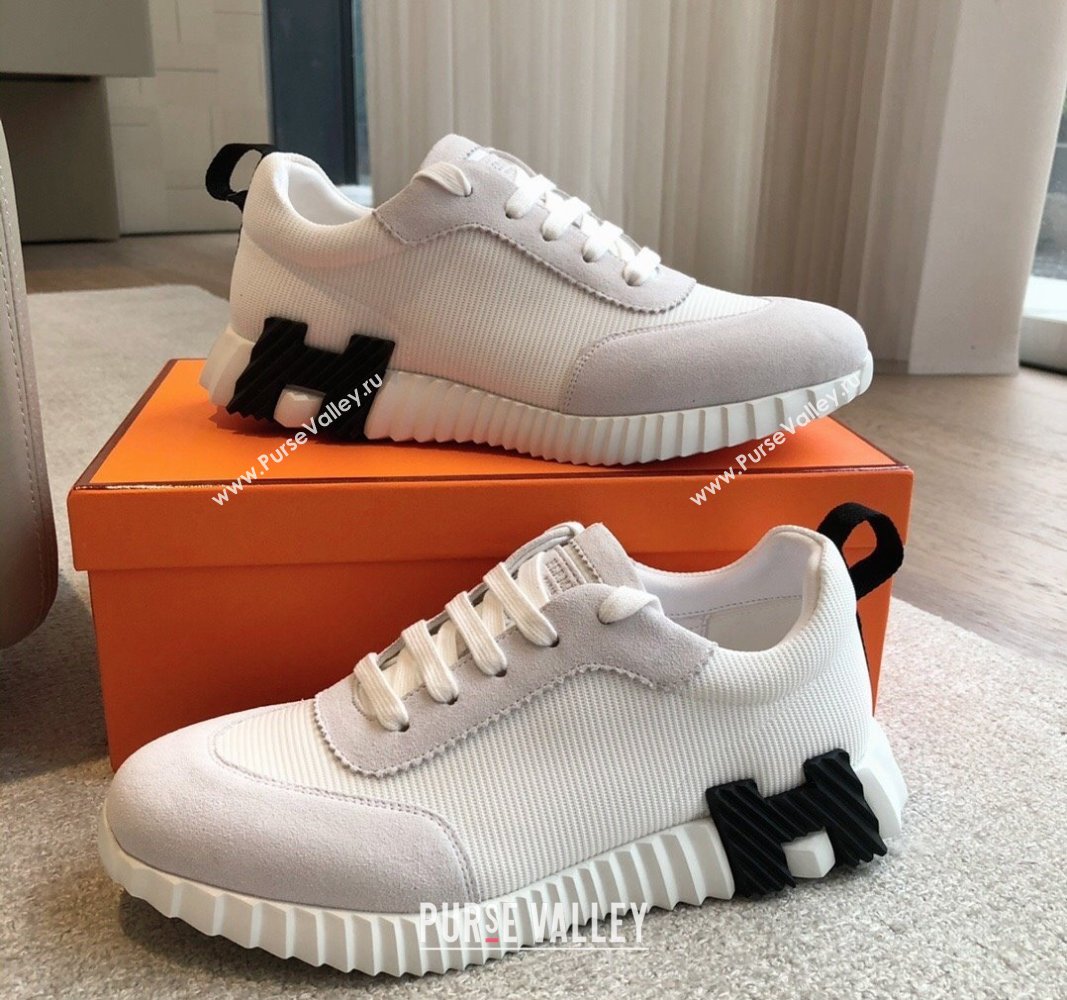 Hermes Bouncing Sneakers in Technical Mesh and Suede White/Pale Grey 2024 1008 (XC-241008076)