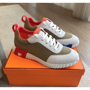 Hermes Bouncing Sneakers in Technical Mesh and Suede Khaki Green 2024 1008 (XC-241008077)