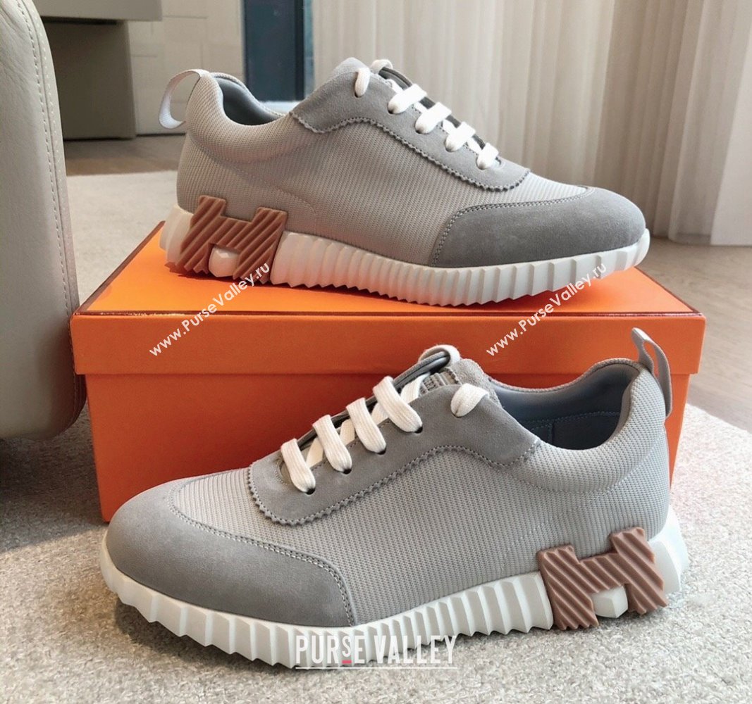 Hermes Bouncing Sneakers in Technical Mesh and Suede Grey2 2024 1008 (XC-241008078)