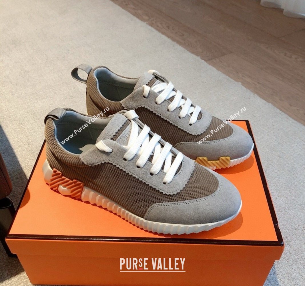 Hermes Bouncing Sneakers in Technical Mesh and Suede Dark Grey 2024 1008 (XC-241008080)