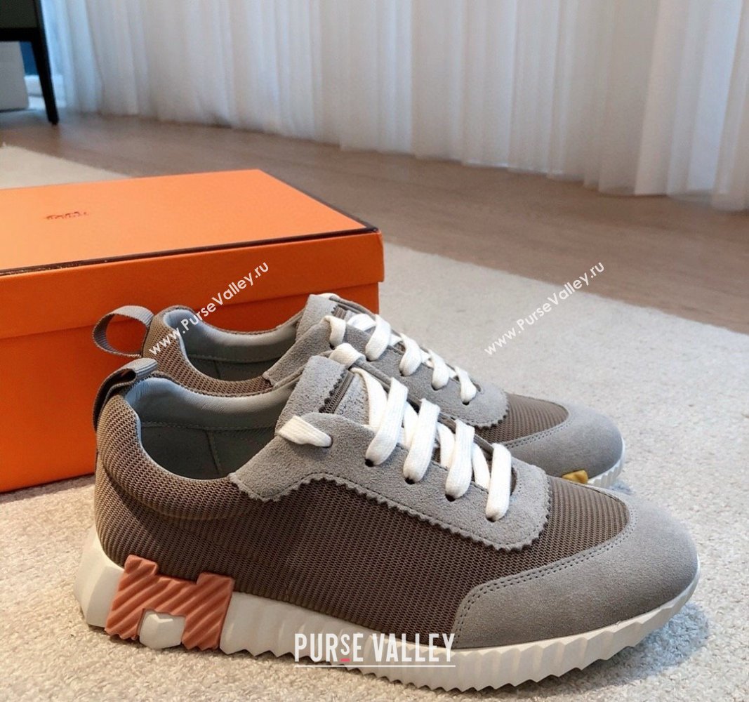 Hermes Bouncing Sneakers in Technical Mesh and Suede Dark Grey 2024 1008 (XC-241008080)