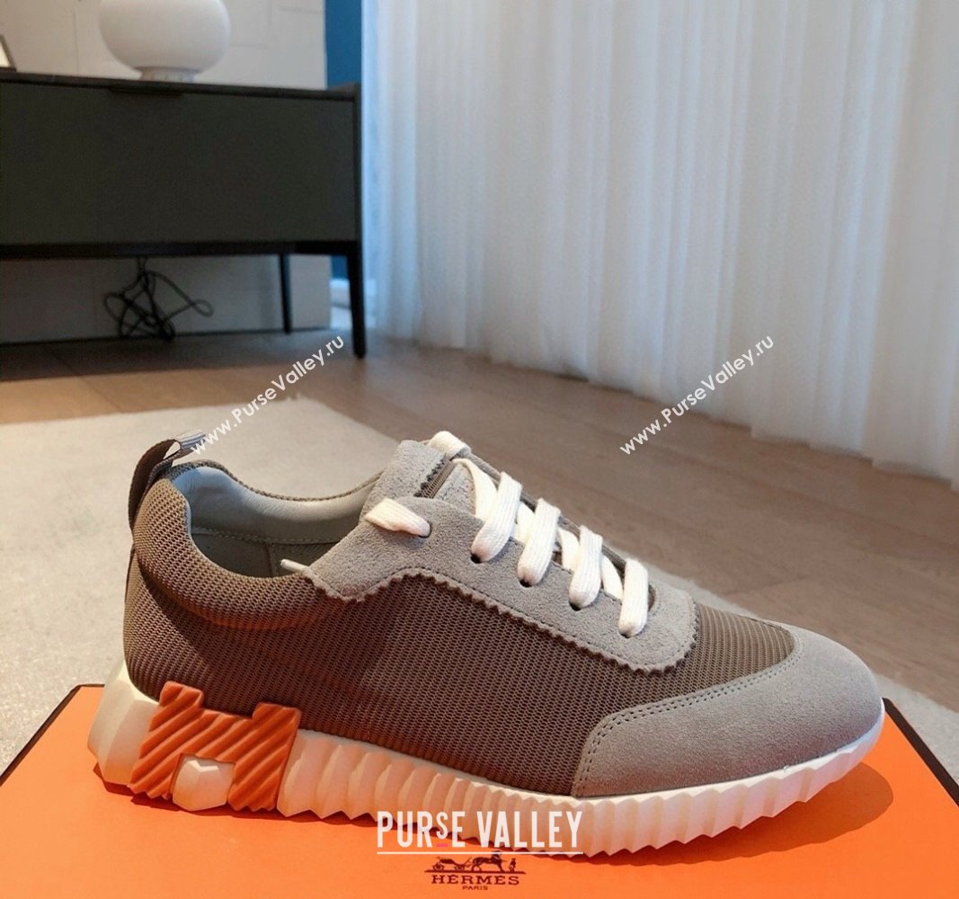 Hermes Bouncing Sneakers in Technical Mesh and Suede Dark Grey 2024 1008 (XC-241008080)