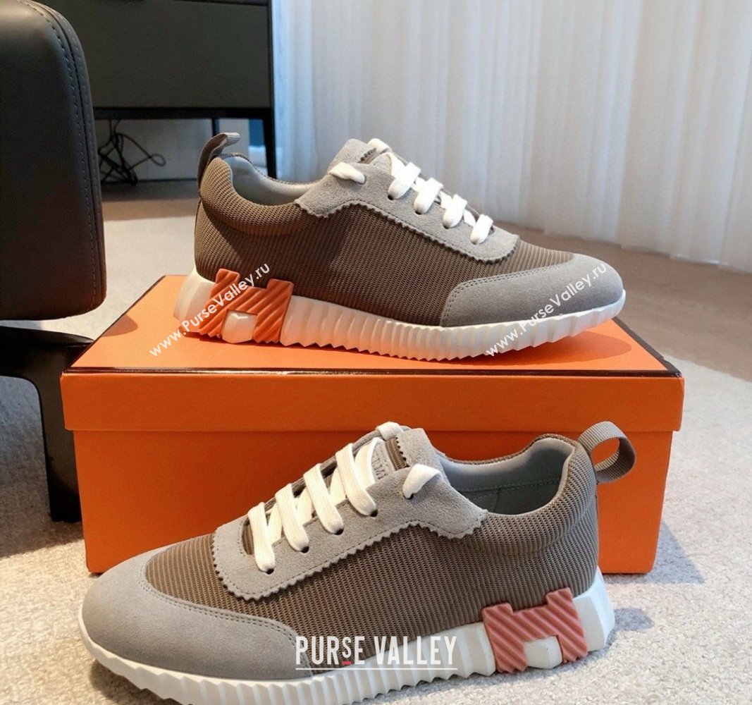 Hermes Bouncing Sneakers in Technical Mesh and Suede Dark Grey 2024 1008 (XC-241008080)