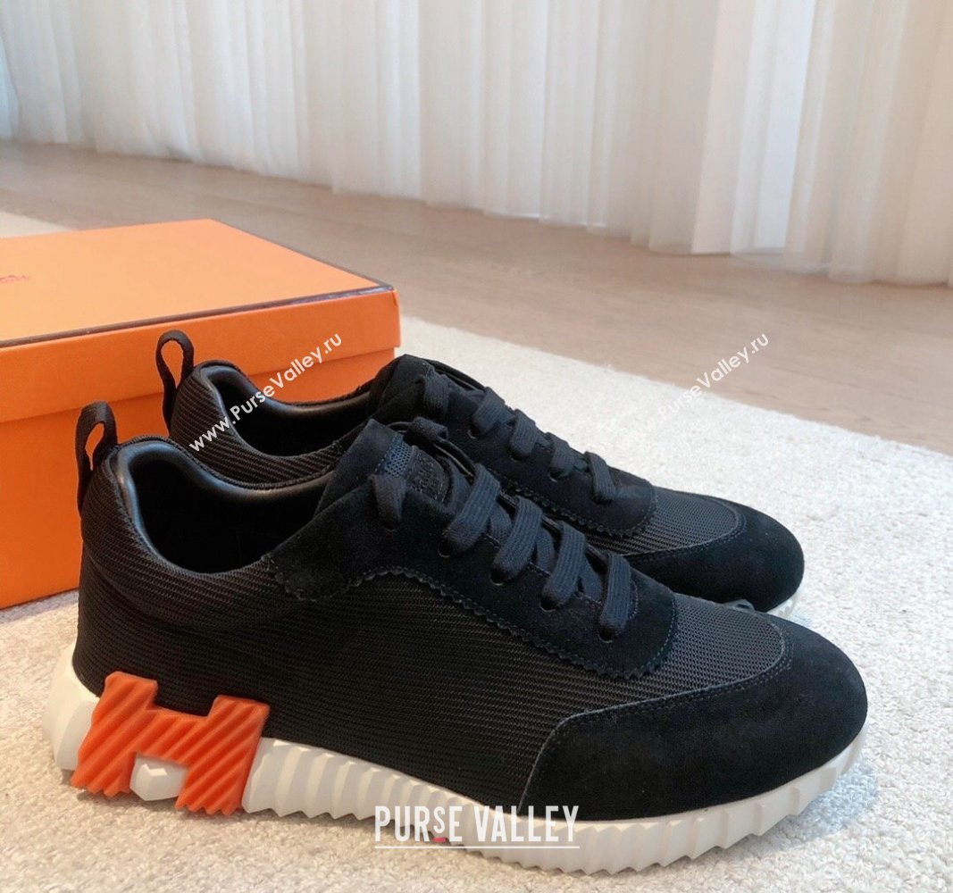 Hermes Bouncing Sneakers in Technical Mesh and Suede Black/Orange 2024 1007 (XC-241008083)