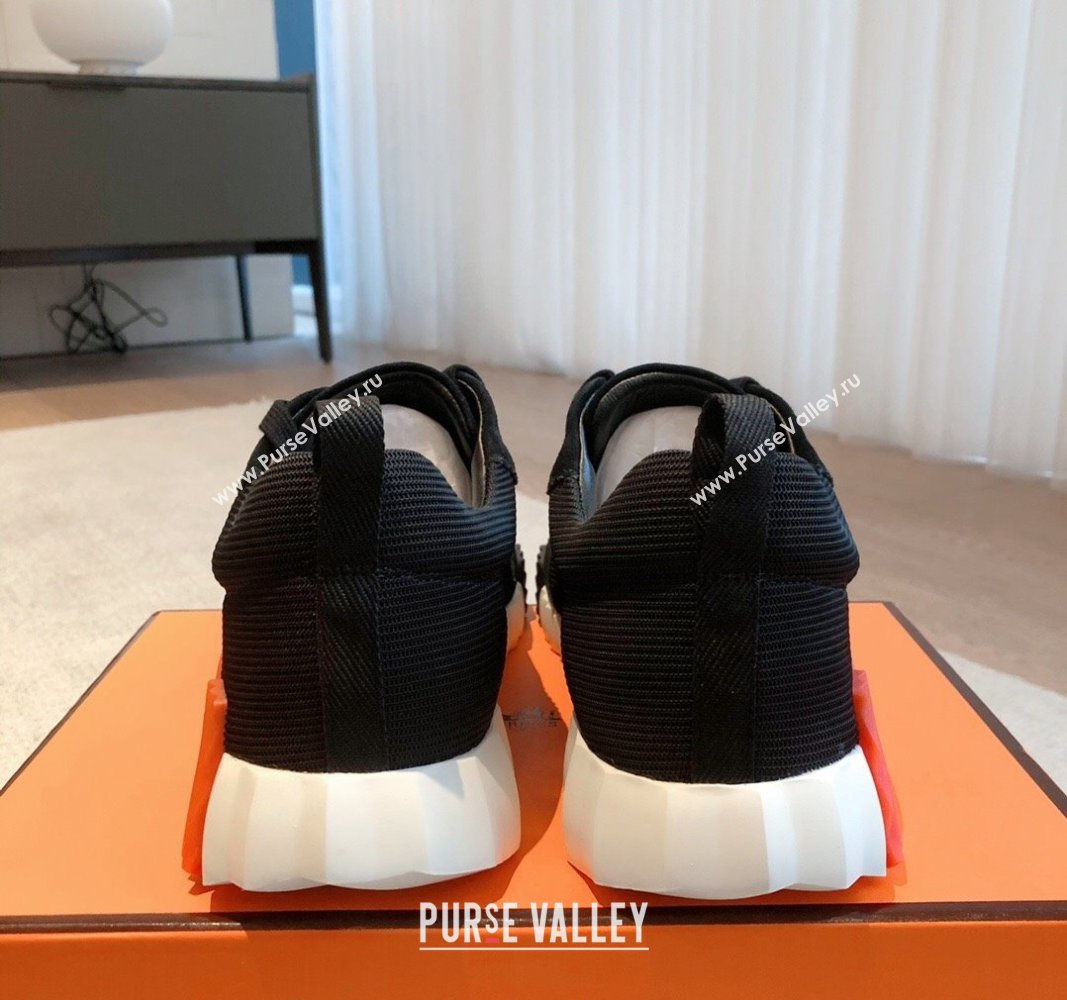 Hermes Bouncing Sneakers in Technical Mesh and Suede Black/Orange 2024 1007 (XC-241008083)