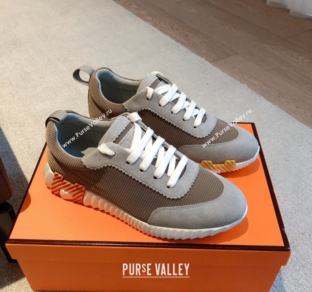 Hermes Bouncing Sneakers in Technical Mesh and Suede Grey2 2024 1007 (XC-241008085)