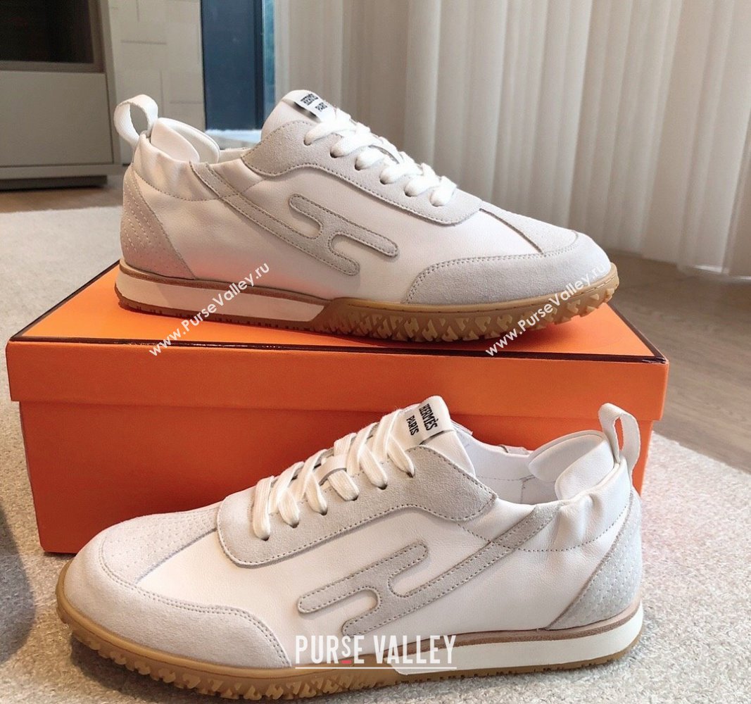 Hermes Jet Sneakers in Leather and Suede White 2024 (XC-241008087)