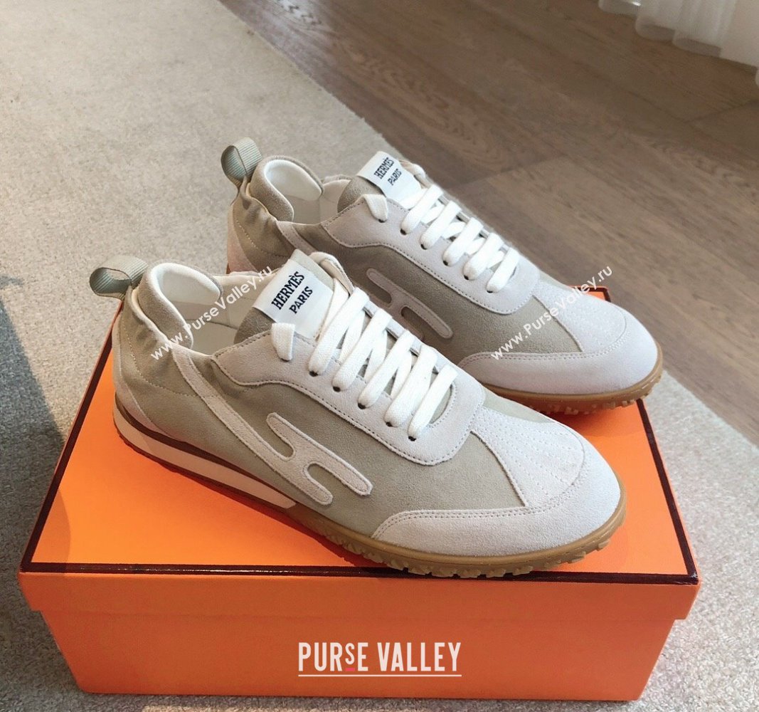 Hermes Jet Sneakers in Suede Grey/White 2024 (XC-241008088)