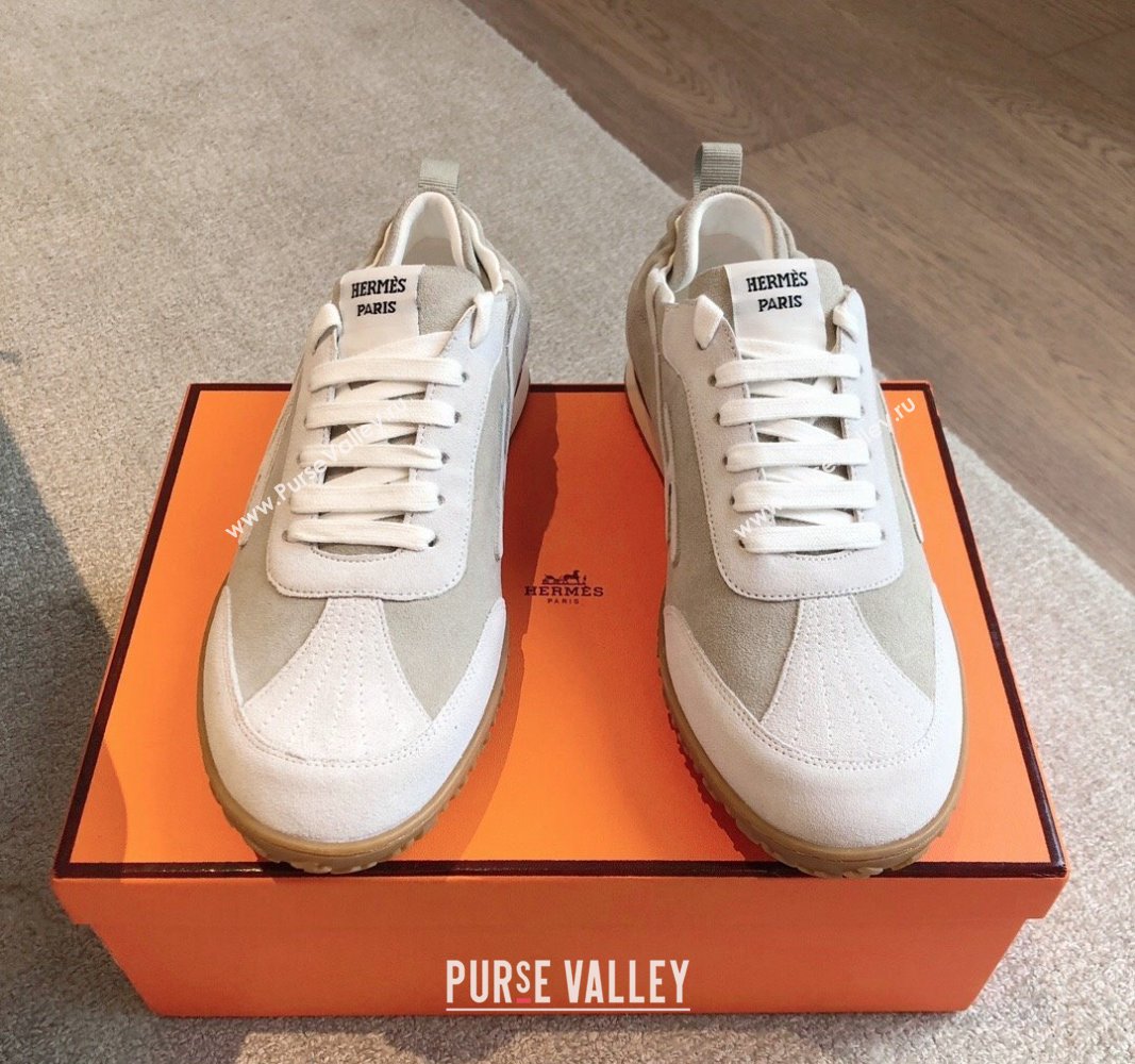 Hermes Jet Sneakers in Suede Grey/White 2024 (XC-241008088)