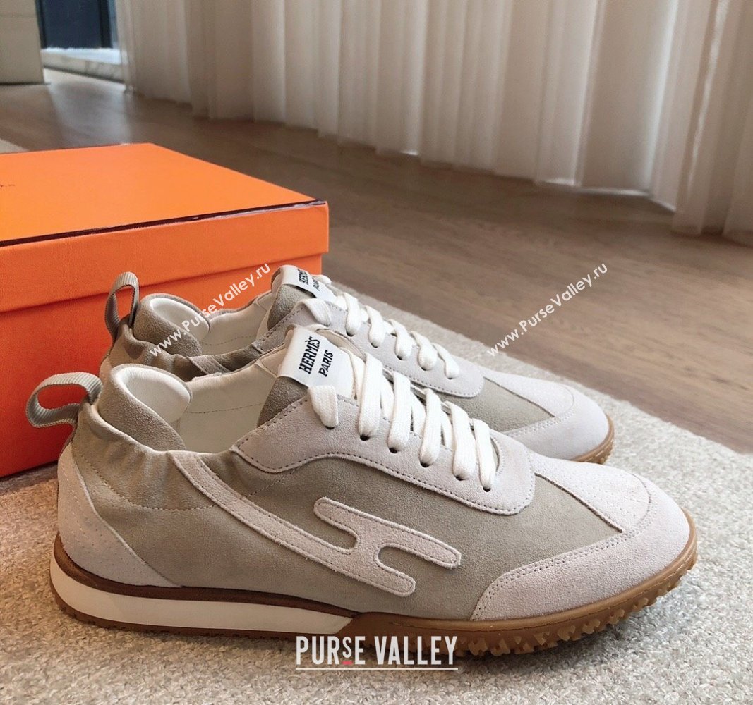 Hermes Jet Sneakers in Suede Grey/White 2024 (XC-241008088)