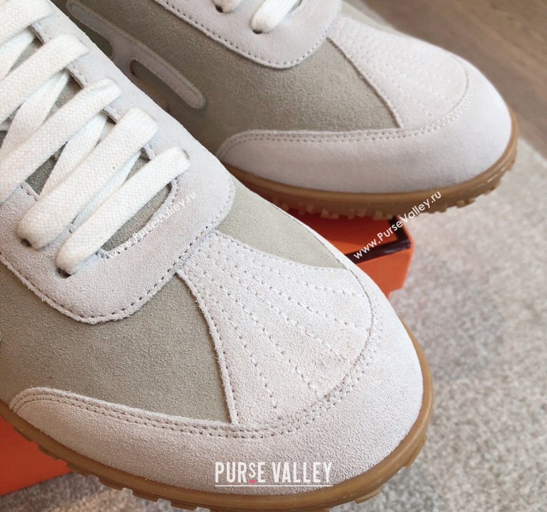 Hermes Jet Sneakers in Suede Grey/White 2024 (XC-241008088)