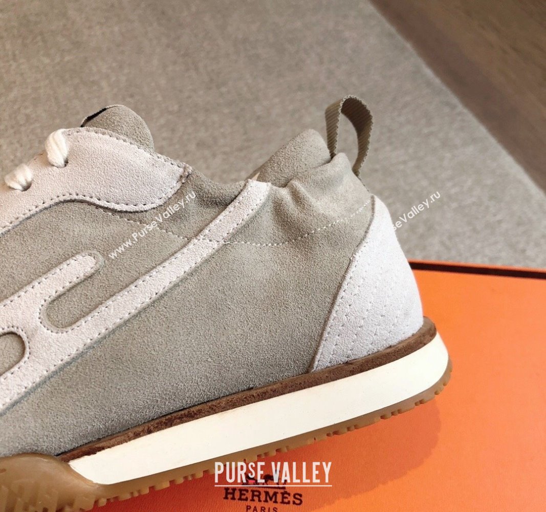 Hermes Jet Sneakers in Suede Grey/White 2024 (XC-241008088)