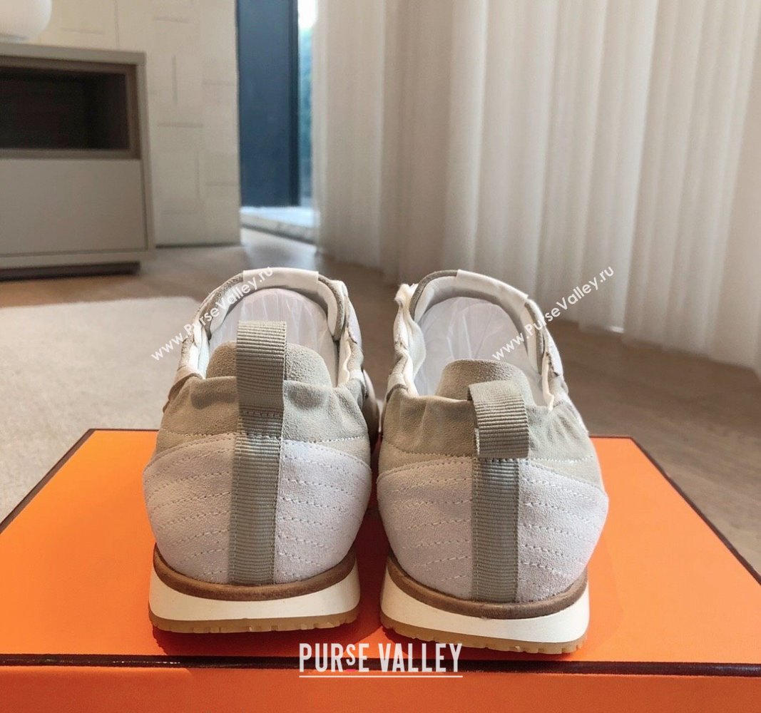 Hermes Jet Sneakers in Suede Grey/White 2024 (XC-241008088)