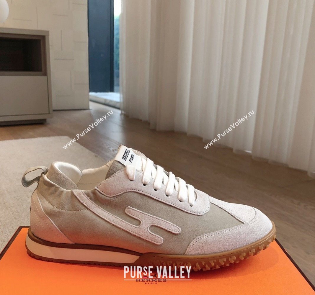 Hermes Jet Sneakers in Suede Grey/White 2024 (XC-241008088)