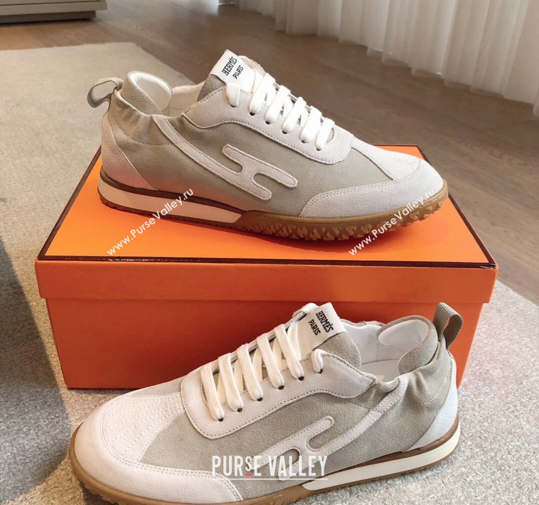 Hermes Jet Sneakers in Suede Grey/White 2024 (XC-241008088)