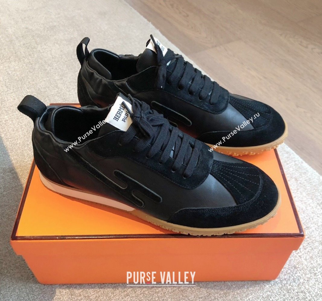 Hermes Jet Sneakers in Leather and Suede Black 2024 (XC-241008089)