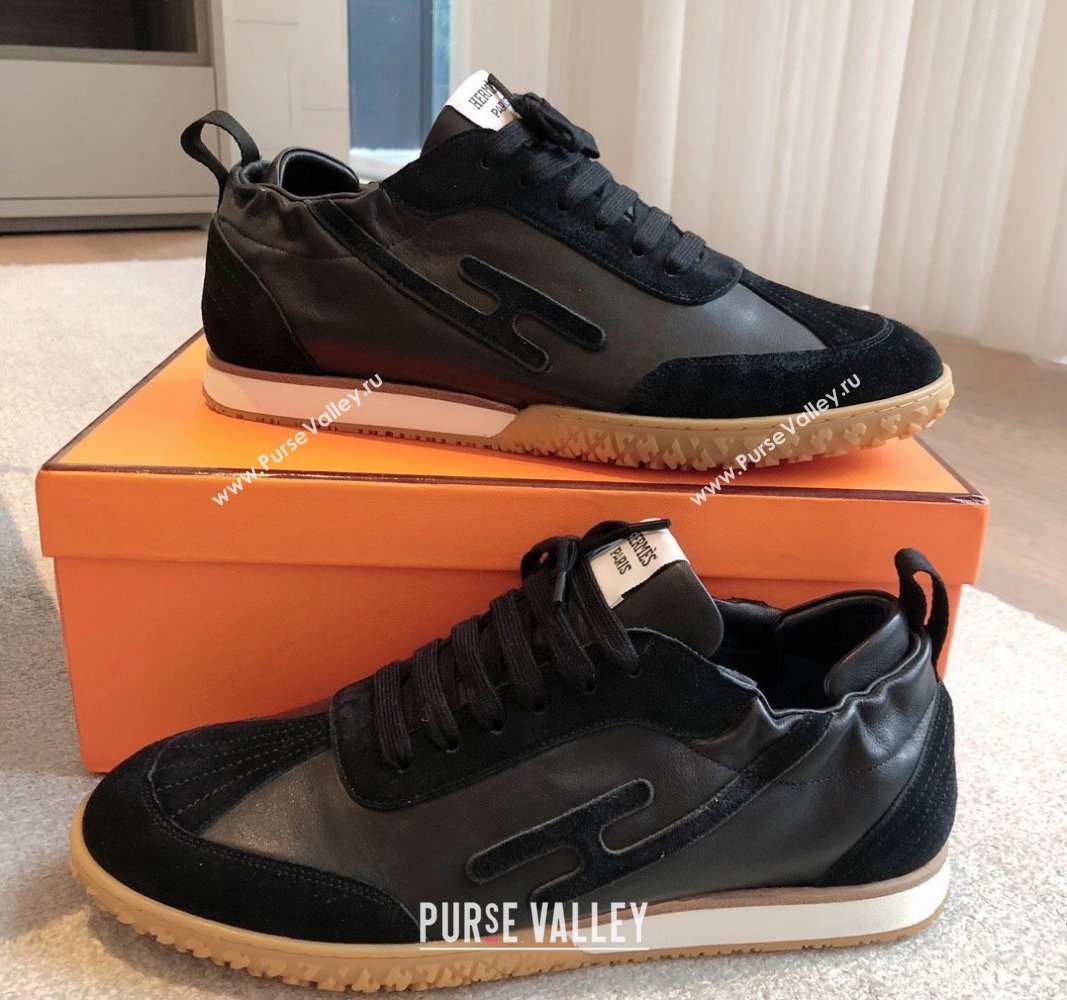 Hermes Jet Sneakers in Leather and Suede Black 2024 (XC-241008089)